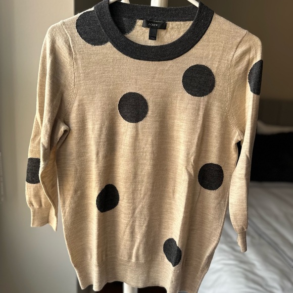 J. Crew Cream and Black Polka Dot Sweater - Picture 3 of 3